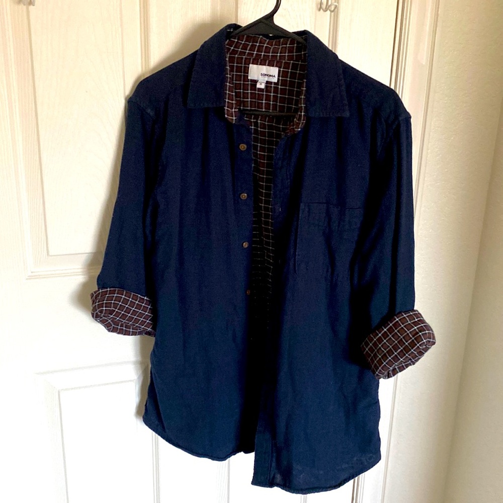 Navy blu long sleeve button up